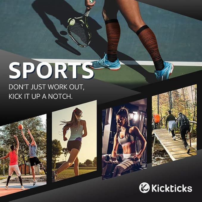 Kickticks 4 Pairs Compression Socks for Woman & Man Unisex 20-30mmHg Knee high Plus Size Wide Calves for Flying Running…