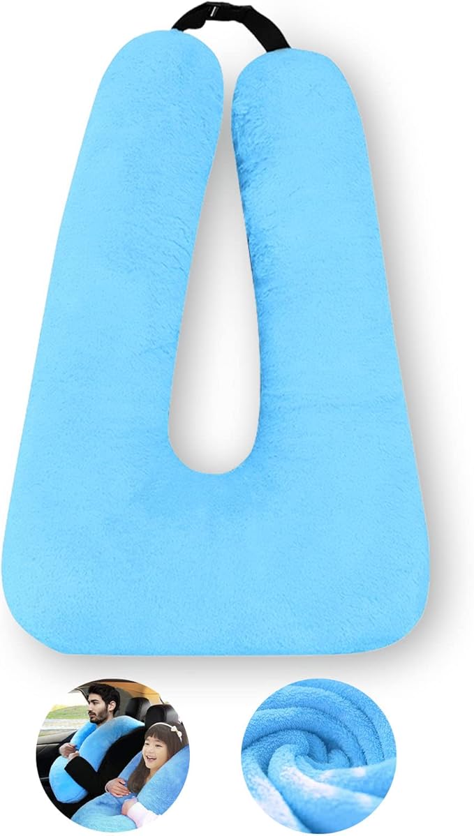 Travel Pillow, Travel Pillow for Kids, Sleeper Hold Pillow Travel, Removable U-Shaped Pillow for Adults and Children to Support Head and Body in The Back Seat of Long Car Trips (Blue)