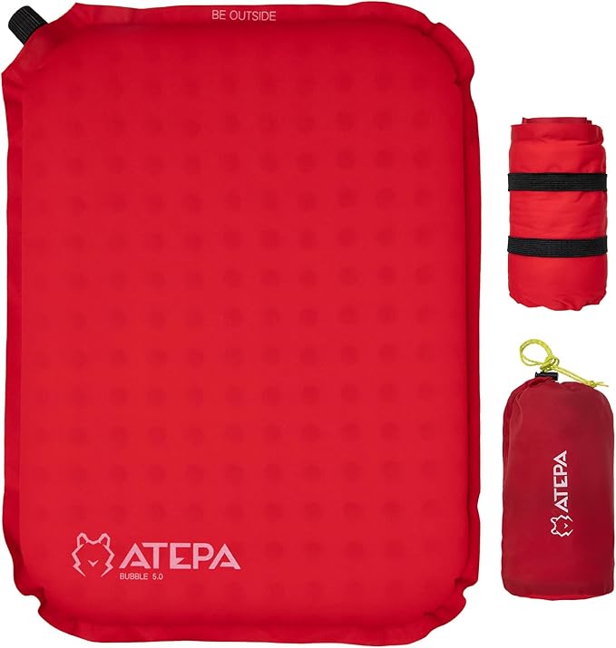 ATEPA Inflatable Stadium Seat Cushion, Self-Inflating Memory Foam Stadium Seats Bleacher Seat Chair Cushion Pad for Airplane Travel Backpacking Sports Events