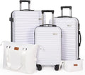 Luggage Set 3 Pieces (20/24/28) -Suitcase Set - Carry on Luggage with Wheels - Check-in Luggage - PC + ABS Durable Suitcase Rotating Silent Wheels Hardside Luggage with Spinner Wheels,5pcs (White)