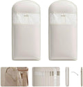 2 Packs Space Saving Garment Bag with Self Compression Zipper,Travel Suit Bags for Closet Storage, Hanging Garment Bag for Coats, Down Jackets (Large, Beige)