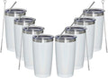 MEWAY 20oz Tumbler 8 Pack Double Wall Vacuum Insulated Travel Glitter Mug Bulk, Stainless Steel Tumblers with Lid and Straw, Powder Coated Coffee Cups for Woman(Rainbow White,Set of 8)
