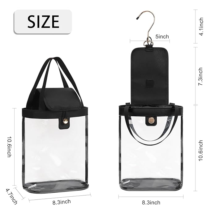 Travel Toiletry Bag, Hanging Clear Toiletry Bag for Women Men, Waterproof Travel Bag for Toiletries, Clear Makeup Bag Portable Shower Bag With Hanging Hook for Bathroom, Gym, Camping