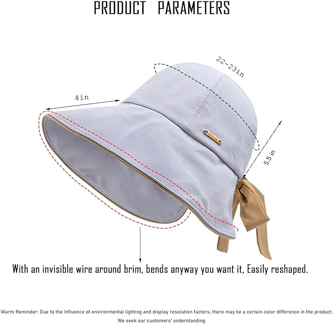 Wide Brim Hats for Woman Foldable Hats Sun Hats for Women uv Protection Bowknot Bucket hat Adjustable hat with Ponytail Hole