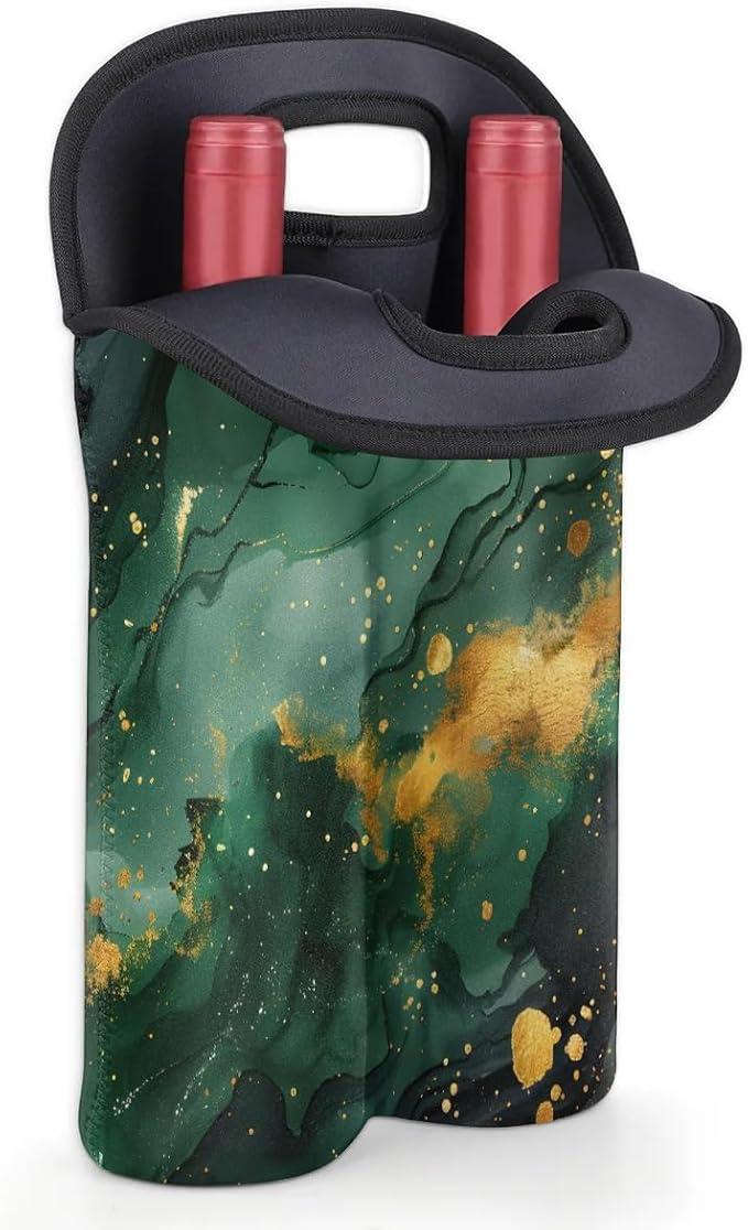 Wine Carrier Tote Personalized Bag for 2 Bottles - Neoprene Wine Bottle Holder with Carry Handle, Wine Protective Bag Insulated Bag Beer Cans Water Bottle Holder for Travel Picnic,Style16