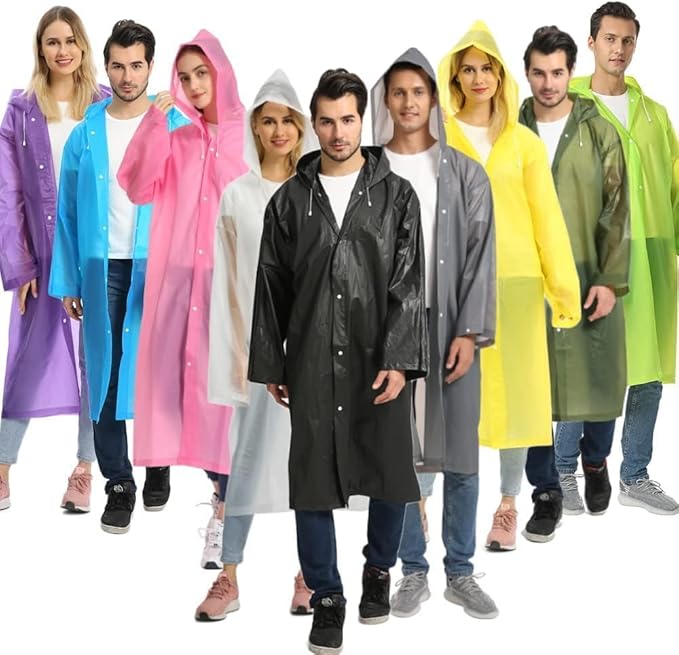 Opret 2 Pack Raincoats for Adults Reusable, EVA Rain Ponchos Lightweight Rain Coat Waterproof Rain Gear for Men and Women