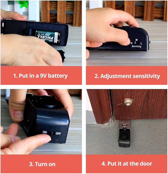 TOWODE Upgraded Door Stop Alarm 3-Pack, Stoppers Security with 120 dB - Great Gift for Traveling Hotel Home Apartment Stopper Tools