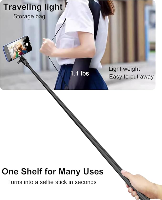 Magnetic Tripod for iPhone, 57" Monopod and Selfie Stick Tripod for Outdoor, Camping, Travel, Selfies, Video Recording, Compatible with MagSafe, for iPhone 16 15 14 and Android Phones