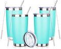 20oz Tumbler with Straw and Brush, Stainless Steel Vacuum Insulated tumbler, Double Wall Insulated Coffee Tumbler for Outdoor, Home, Travel,Office (Light green，4pcs)