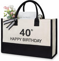 TOPDesign Embroidery Canvas Tote Bag for Women, 40th Birthday Gifts for Her, Wife, Mom, Sister, Daughter, Aunt, Best Friend, Coworker, Turning 40 Years Old Present, Personalized Bag for Beach, Holiday