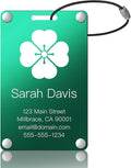 Personalized Luggage Tags: Custom Metal Luggage Tags for Suitcases, Backpacks and Bags with Your Personalized Text (Green)