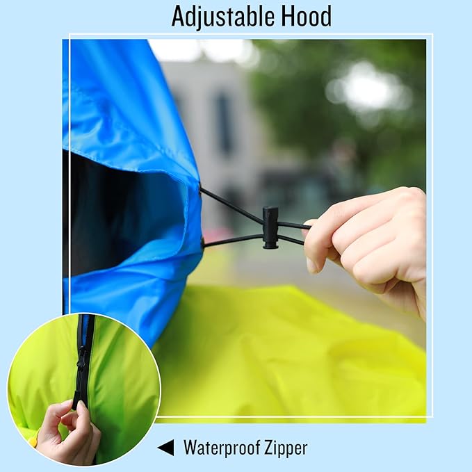 SaphiRose Rain Poncho Jacket Coat Hooded for Adults with Pockets