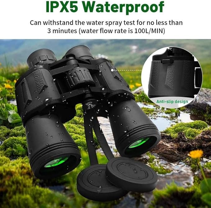 Binoculars for Adults 20x50 High Power Low Light Waterproof HD Compact Binoculars,BAK4 Prism FMC Lens for Bird Watching Hunting Travel Football Stargazing