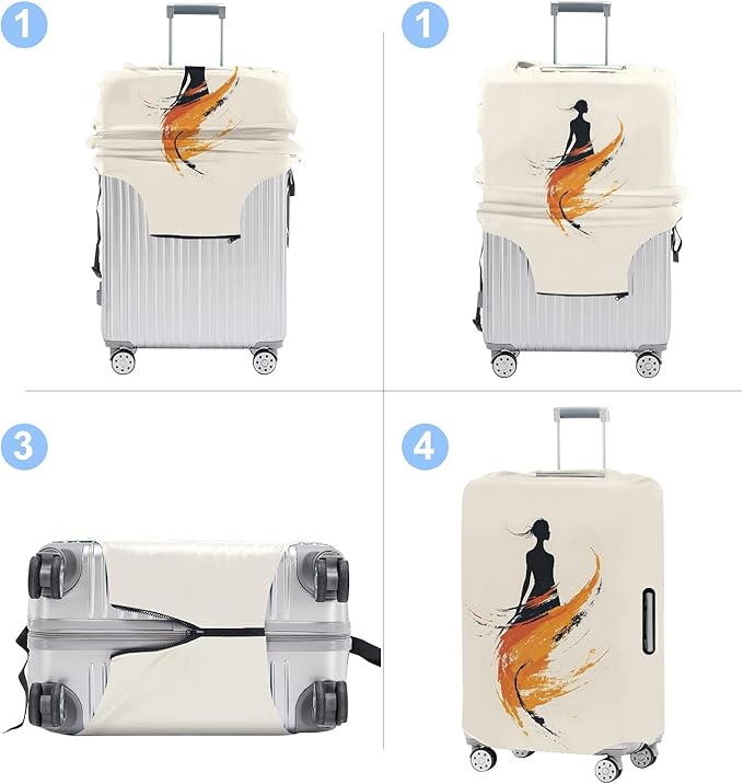 Luggage Cover Washable Suitcase Protector Anti-scratch Suitcase cover Fits 20-34 Inch Luggage (Girl-6, XL(32-34inch suitcase))