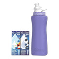 Cirkul 32oz. Matte Periwinkle Stainless Steel Water Bottle Starter Kit with Periwinkle Lid, 2 Flavor Cartridges (1 LifeSip Blackberry Blueberry, 1 GoSip Berry Blue Punch) No Sugar, Zero Calorie Drink Mix