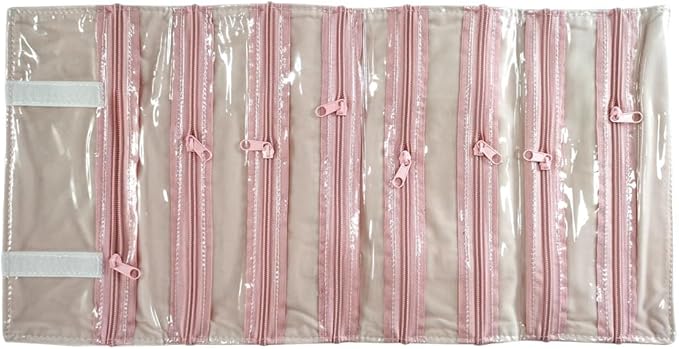 Travel Jewelry Roll Bag Portable Organizer Pouch With Grids&PVC Cover Storage Bags for Necklace, Bracelet, Bracelet,Ring, Badge, Pendant