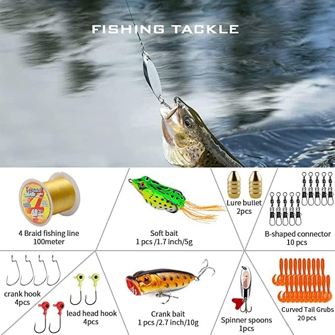 Collapsible Fishing Rod and Reel Combo, BalanZze Telescopic Fishing Rod with Spinning Reel, Portable Collapsible Fishing Pole Kit for Saltwater and Freshwater
