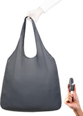 Nanobag Ultra-Lightweight Heavy Duty Foldable Tote for Women & Men, Reusable Grocery & Travel Bag, Packable Collapsible Compact Market Essential (XL Gray)
