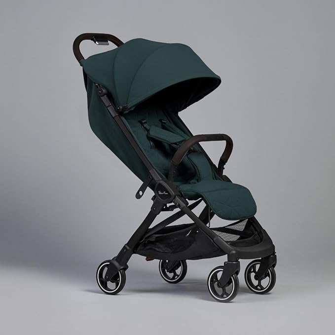 Silver Cross Clic Compact Stroller – Lightweight Travel Stroller for Newborn to Toddler (Birth to 55 lbs), One-Hand Fold, Lie-Flat Seat, Airplane Cabin Approved, UPF50+ Canopy (Conifer)