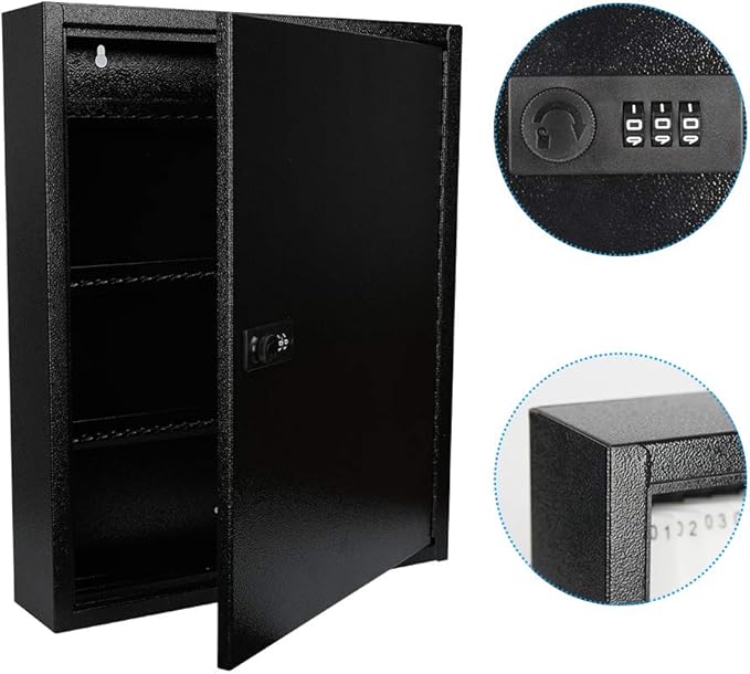 KYODOLED 100Keys Key Cabinet Organizer, Key Lock Box Wall Mount with Code, Large Keys Storage Combination Lock Box,17"x 12.99" x 3.26" (Black,100 Key)