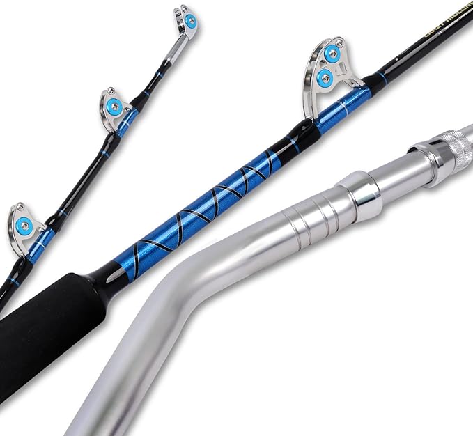 Fiblink Saltwater Offshore Heavy Trolling Fishing Rod Big Game Conventional Boat Fishing Roller Rod Pole with All Roller Guides (Heavy Power, 5-Feet 1-Inch)