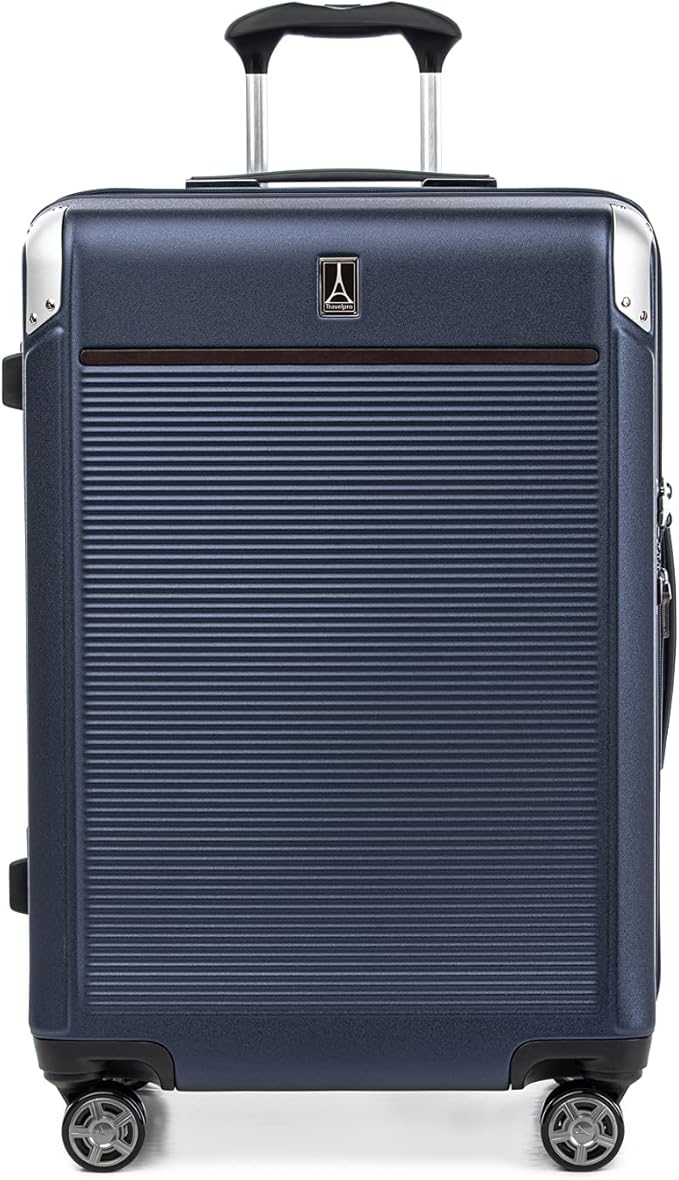 Travelpro Platinum Elite Hardside Expandable Checked Luggage, 8 Wheel Spinner, TSA Lock, Hard Shell Polycarbonate Suitcase, True Navy Blue, Checked Medium 25-Inch