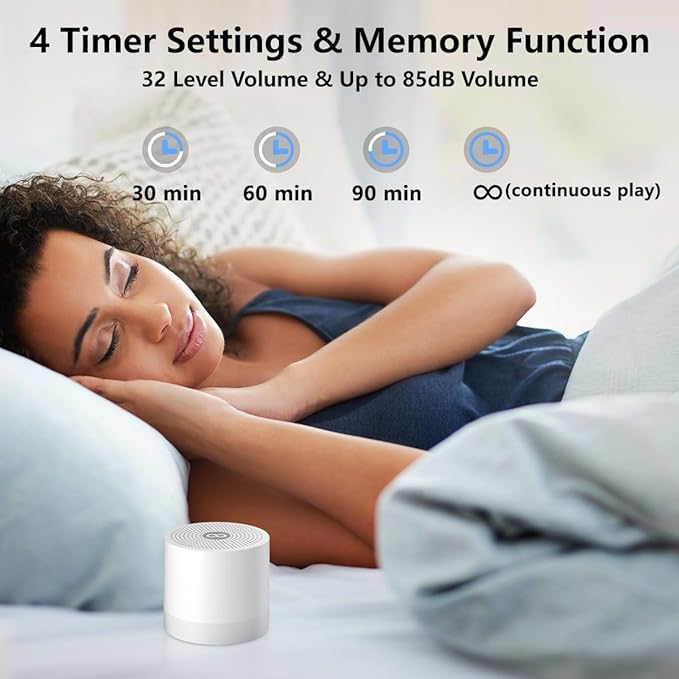 Portable Baby Sound Machine Mini White Noise Machine with 30 Soothing Sounds for Newborn Kids Adults Rechargeable Sleep Brown Noise Machine 4 Timers Memory Function for Travel Camping Home Office