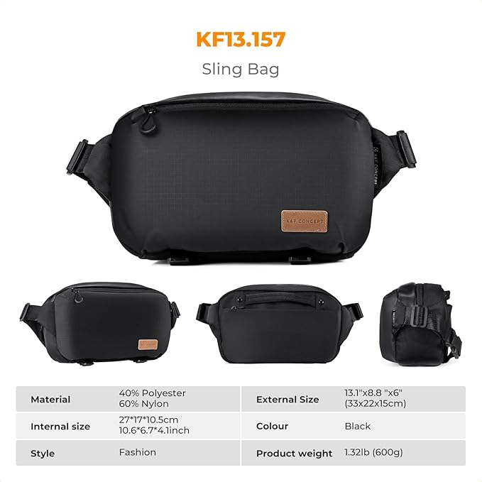 K&F Concept 2 in 1 Sling Bag Everyday Shoulder Bag & Multifunction Photography Crossbody Camera DSLR Backpack Portable Bag