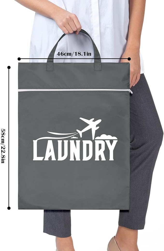 2 Pcs Large Travel Laundry Bags - Washable Waterproof Wet Dry Bags for Dirty Clothes, Swimsuits, Gym Clothes, Laundry, Swimming Pool, Yoga, College Dorm (Black+Grey)