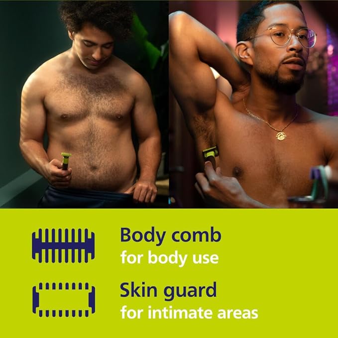 Philips Norelco OneBlade 360 with Connectivity Hybrid Face + Body, Electric Beard Trimmer, Shaver and Body Groomer with 360 Blade Tech, 1x360 Blade, 5-in-1 Comb, Body Kit, Travel Case, Model QP4631/90