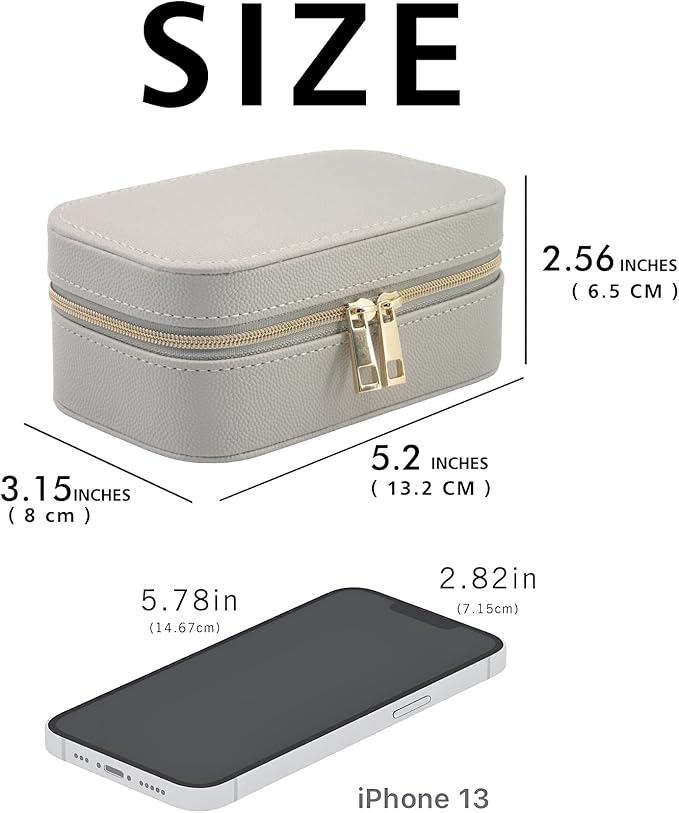Travel Jewelry Case Bulk Of 4 For Women Weekend Trips, Gold Zip, PU Leather Compact Jewelry Organizer For Earring Bracelets Gray Travel Jewelry Box Set 4 Perfect For Small Bridesmaid Jewelry Box Gift
