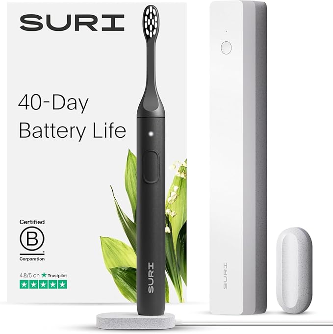 Sonic Electric Toothbrush with UV Travel Case - 40-Day Battery- Designed in California - Electric Toothbrushes Adults - Slim Travel Tooth Brush