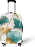Gold Ginkgo Biloba Leaf Travel Luggage Cover Elastic Baggage Protector for Women Girls,Fits 26-29 Inch Washable Suitcase Covers