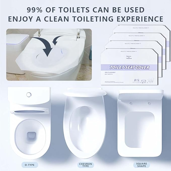 2 Pack (500 Pieces) Disposable Toilet Seat Covers Flushable Paper Toilet Seat Cover for Bathroom, Hotels, Travel, Kids or Adults