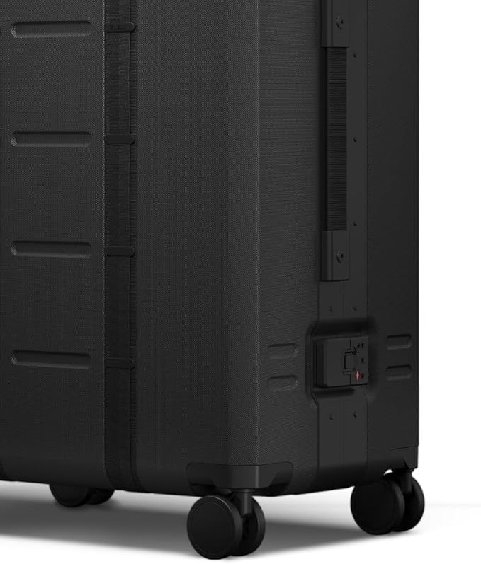 D_b_ Ramverk Pro Medium Check-In 25 Inch Hardside Luggage Extra Protection Aluminum Frame, Silent 360 Spinner Wheels, TSA Lock, Interior Laptop Compartment - Black Frame/Black