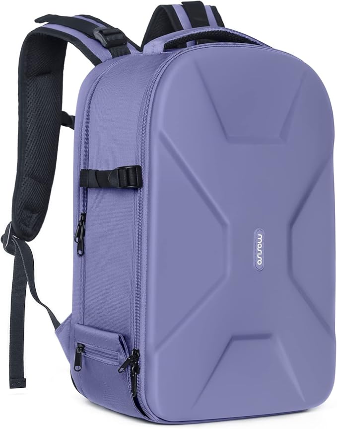 MOSISO Camera Backpack, DSLR/SLR/Mirrorless Photography Camera Bag 15-16 inch Waterproof Hardshell Case with Tripod Holder&Laptop Compartment Compatible with Canon/Nikon/Sony, Lavender Gray