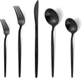 Matte Black Silverware Set, VANVRO 20-Piece Stainless Steel Flatware Set, Satin Finish tableware Cutlery Set, Service for 4, Home and Restaurant, Dishwasher Safe
