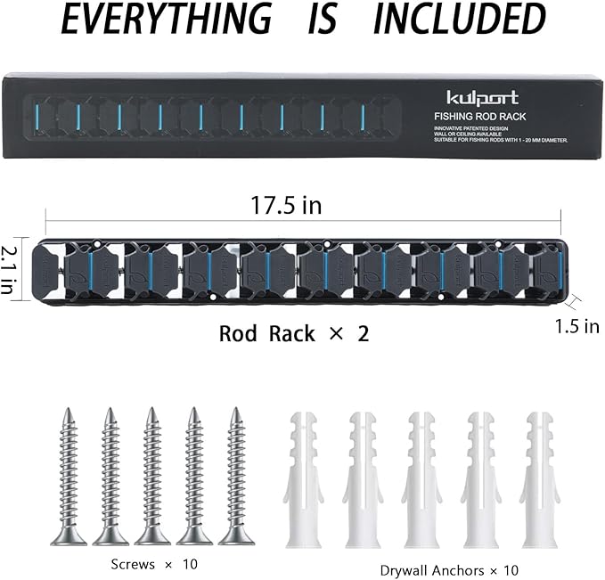 Fishing Rod Holder,Wall-Mounted Fishing Rod Rack Vertical Fishing Pole Holder Holds Up to 18 Rods or Combos,Fishing Rod Rack for Garage Organization System &Fits Most Rods