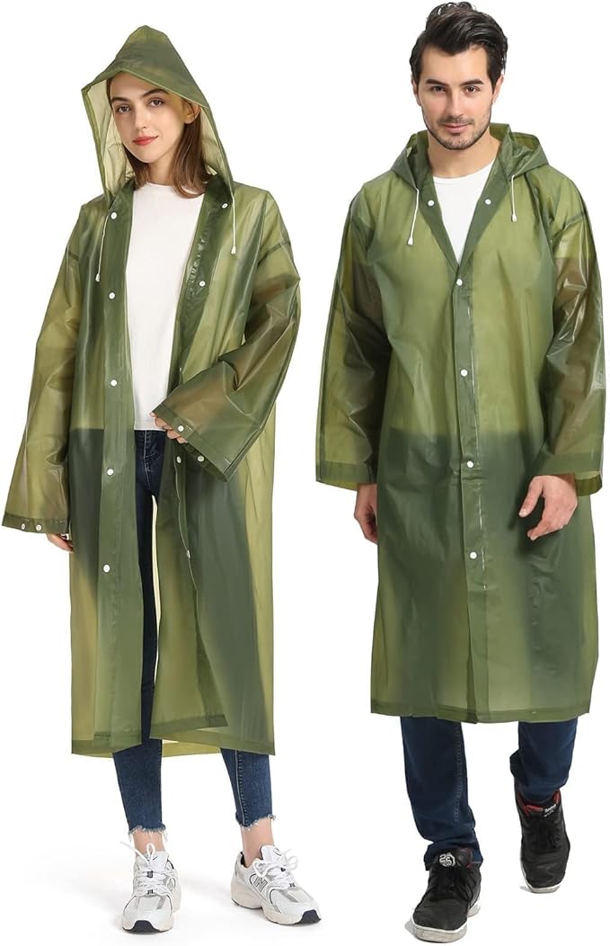Opret 2 Pack Raincoats for Adults Reusable, EVA Rain Ponchos Lightweight Rain Coat Waterproof Rain Gear for Men and Women