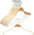 TOPIA HANGER Slim Natural Wood Hangers with Extra Soft Non-Slip Rubber Grips, 10-Pack High-Grade Fashion Hanger No Shoulder Bump for Sweater, Camisole, Jacket, Dress, Coat -CT15N