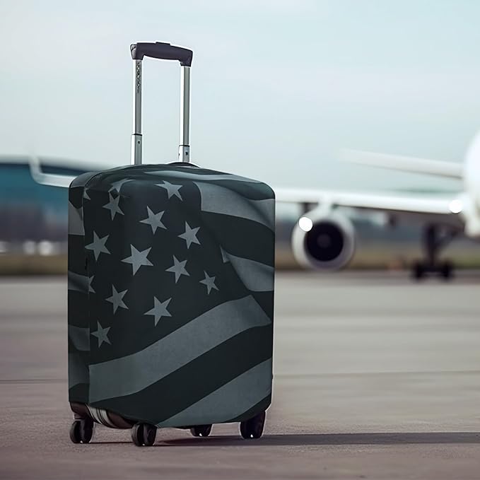 Explore Land Travel Luggage Cover Suitcase Protector Fits 23-26 Inch Case (Flag, M)