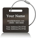 （2-Pack） Stainless Steel Custom Luggage Tags - Laser Engraved Personalized Travel Tags - Custom Name Identification Tags: for Suitcases, Backpacks, Bags and More (Black)