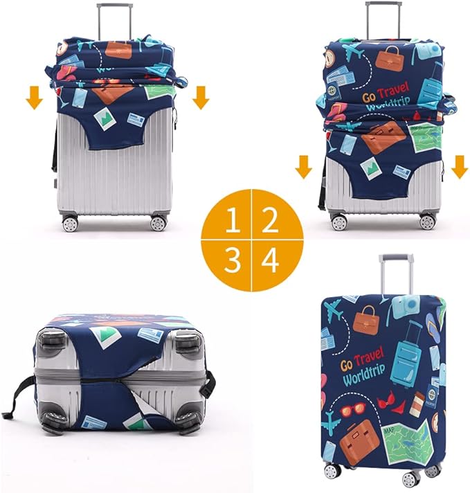 Travelkin Luggage Cover Washable Suitcase Protector Anti-scratch Suitcase cover Fits 18-32 Inch Luggage (Go travel-Trip, XL)