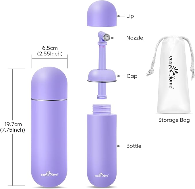 Easy@Home Portable Peri Bottle for Postpartum & Perineal Care: Handheld Bidet Perfect for Personal Hygiene Cleaning & Travel Friendly | 380ml Leakproof & Convenient Design | BPA-Free | EPB-01 Purple