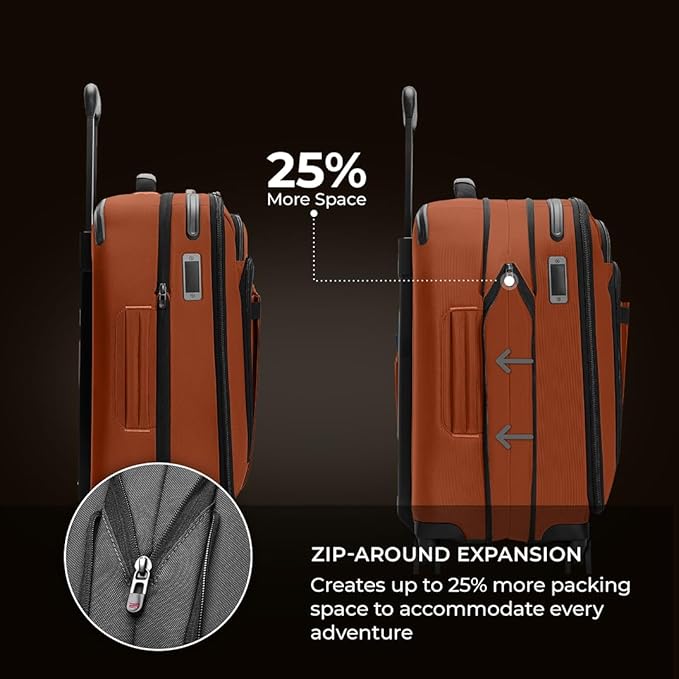 Briggs & Riley International 21" Carry On Expandable Spinner - Luggage for Travel, Suitcases with Wheels, Softside Rolling Bag for Men & Women - ZDX Collection, Canyon