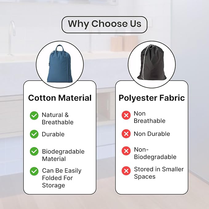 LFH Home Cotton Canvas Large Laundry Bag with Handle, Heavy Duty Drawstring Closure Washable Laundry Bags, School Travel, Home, Hotel, College Dorm, Organizer Sack, Toys Clothes 20x30-Sky Blue