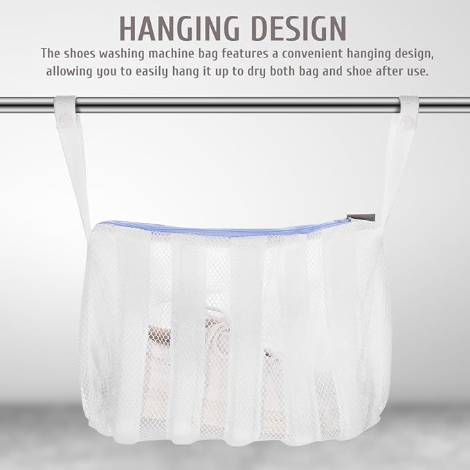 Mesh Shoe Laundry Bag with Stretcher for Washer and Dryer - Reusable Cleaning Bag Protects Shoes and Washing Machine, Ideal for Sneaker Cleaning and Storage