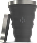 HYDAWAY 16oz Collapsible Pint - BPA-Free Silicone Cup with Stainless Steel Rim - Reusable, Packable, and Durable for Camping, Travel & Everyday Use