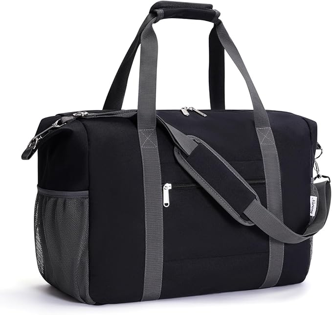 Narwey 18x14x8 Inches Travel Bag Spirit Airlines Frontier Personal Item Bag, Travel Duffel With Wet Pocket Carry on Bag for Airplane Underseat Duffle Overnight for Women and Men (Black)