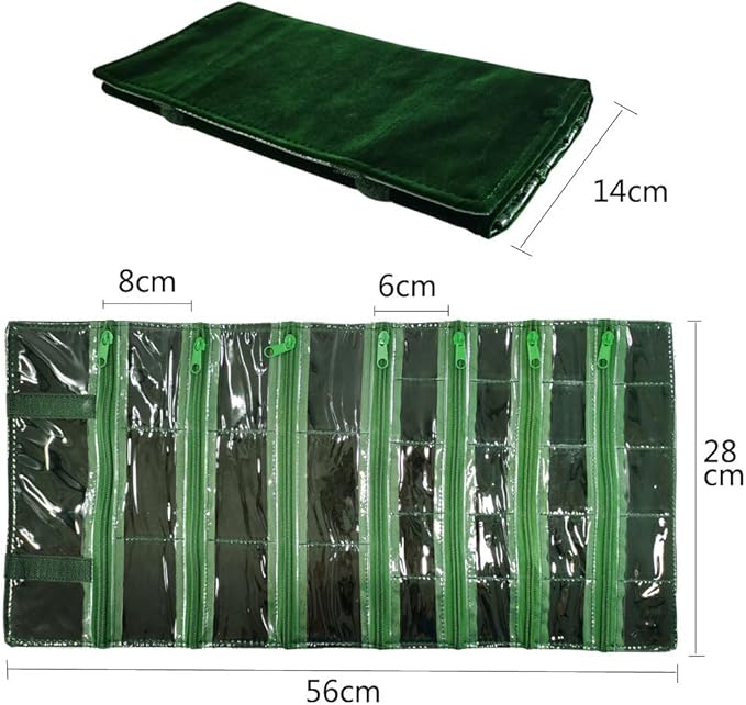 Travel Jewelry Roll Bag Portable Organizer Pouch With Grids&PVC Cover Storage Bags for Necklace, Bracelet, Bracelet,Ring, Badge, Pendant